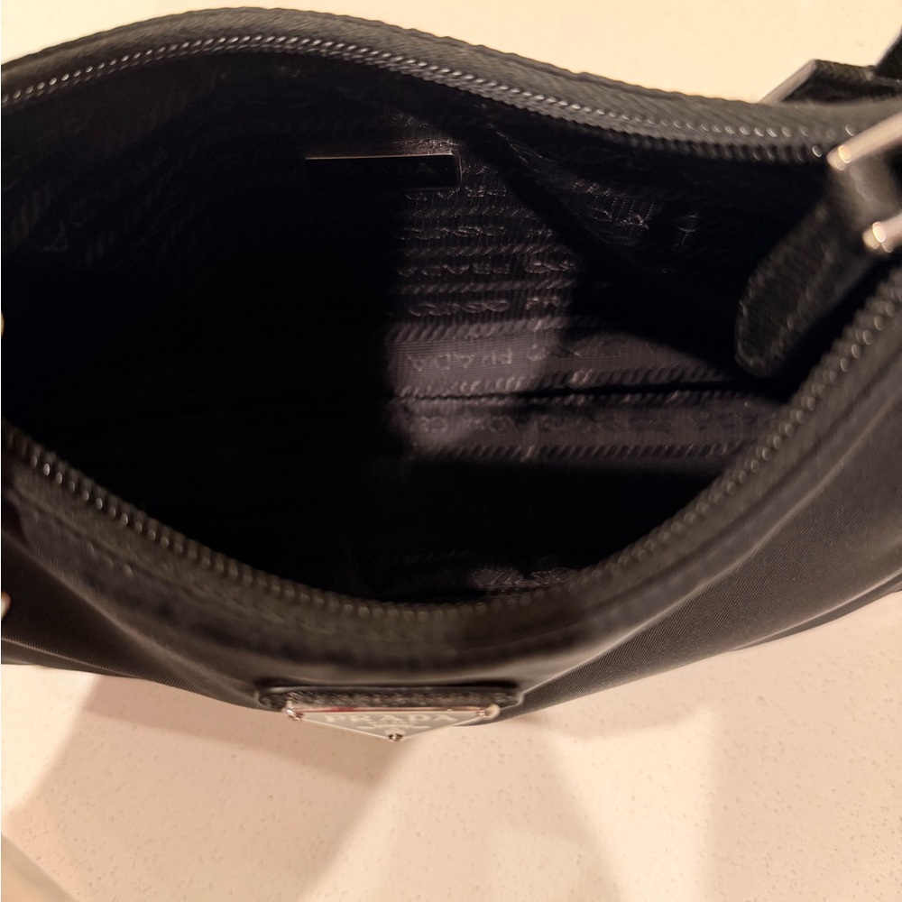 Prada Black Nylon Shoulder Bag with Triangle Logo - Picture 5 of 6